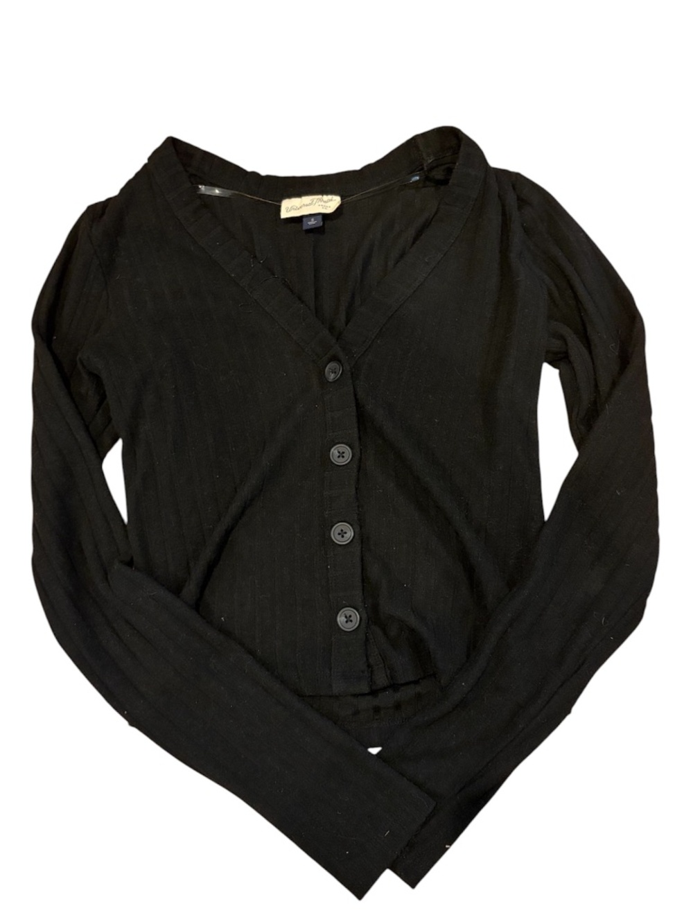 Universal Thread Black Ribbed Button-Up Cardigan | Size Small - Picture 2 of 5